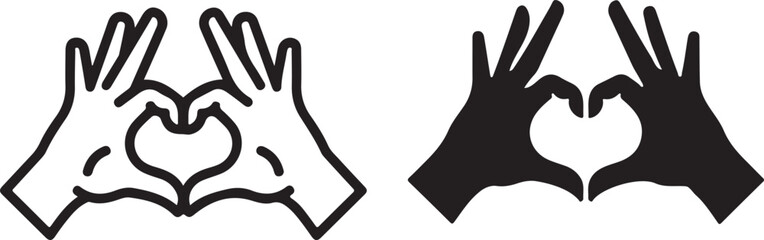 Obraz premium Hand gesture forming heart shape symbolizing love and affection isolated on white background, Vector, illustration