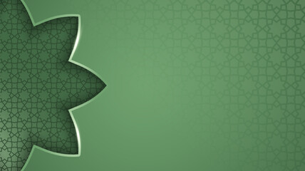 Islamic background with cut out in green design and islamic pattern