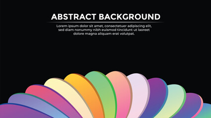 Abstract background banner template with colorful geometric shape art. Modern creative design with rounded elements on a black background. Futuristic dynamic colorful illustration.