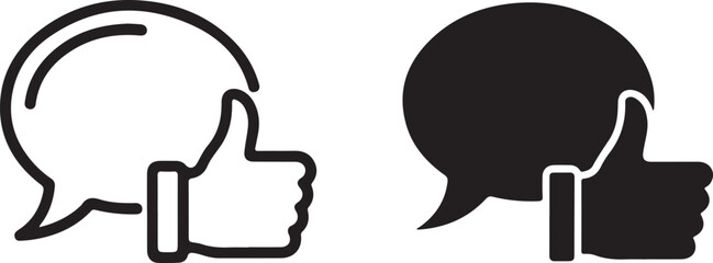 Thumbs up speech bubble icon set isolated on white background, Vector, illustration