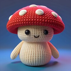 Handmade Crochet Mushroom Toy Amigurumi  Cute, Knitted Toadstool Doll  Craft Project Idea