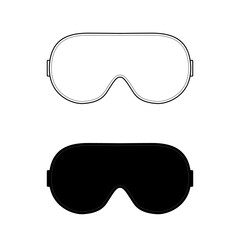 illustration of a white and black sleep mask. Spa accessory silk fabric glasses for healthy eye rest. Set of sketches eye mask.