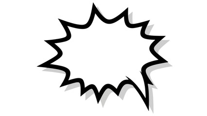 Explosive Comic Book Style Speech Bubble with Shadow on White Background