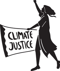 Protester holding a banner for climate justice