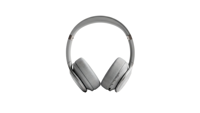Light gray over-ear headphones isolated on a transparent background - Powered by Adobe