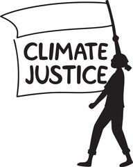 Protester holding a banner for climate justice