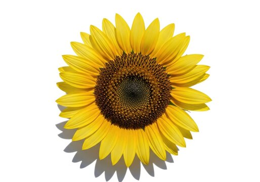 Bright yellow bloom rests against a pure white background casting subtle shadows - Powered by Adobe