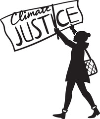 Protester holding a banner for climate justice