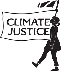 Protester holding a banner for climate justice