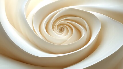 Elegant abstract close-up of a white rose flower spiral and intricate texture