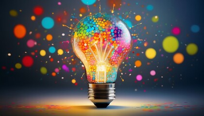 bright idea lightbulb with colorful dots symbolizing creativity and innovation