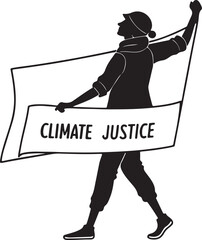 Protester holding a banner for climate justice