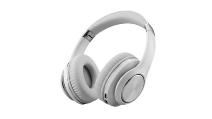 White over ear headphones isolated on a transparent background