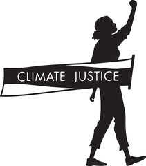 Protester holding a banner for climate justice
