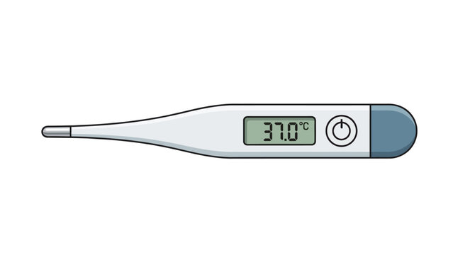 Digital Thermometer Displaying a Normal Body Temperature of 37
