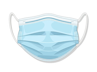 Blue medical face mask illustration to prevent from viruses, bacteria