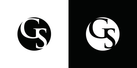 simple circle GS initials logo vector