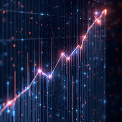 stock market graph on red background