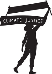 Protester holding a banner for climate justice