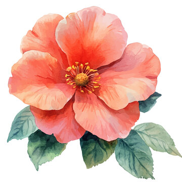 watercolor graphic of Rock Rose Flower illustration, isolated on a white background.