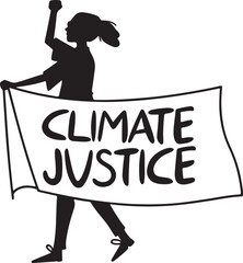 Protester holding a banner for climate justice