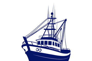 Fishing boat vector illustration on white background.