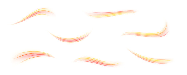 Fiery red and orange streaks dance across a dark canvas, forming abstract trails of motion energy. Sparks flare at each curve. Perfect for sci-fi or cyberpunk visuals. PNG