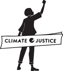 Protester holding a banner for climate justice
