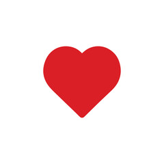 Simple red heart icon isolated on white background. Love symbol for Valentines Day card. Vector illustration of passion, romance, feeling, emotion and health care concept.
