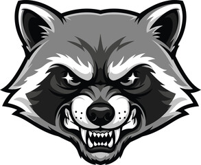 Angry Raccoon Head Illustration