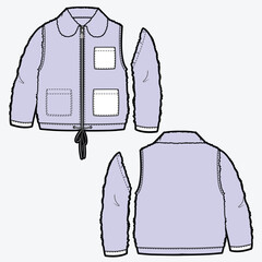 Kids fleece jacket mockup template vector design technical illustration. © Clothing Design