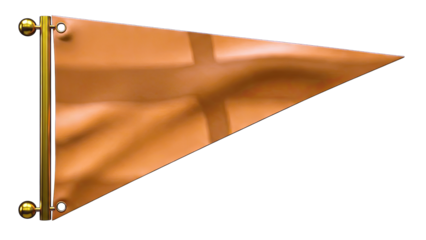 Copper Pennant Flag on a Gold Pole - Isolated on White