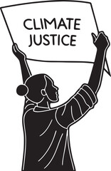 Protester holding a banner for climate justice