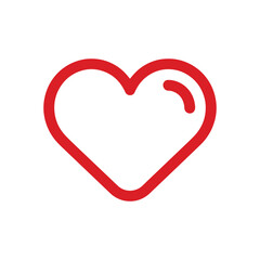 Simple red heart icon isolated on white background. Love symbol for Valentines Day card. Vector illustration of passion, romance, feeling, emotion and health care concept.
