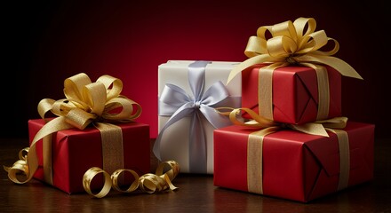 Obraz premium Festive Gift Wrapped and Presented on Table