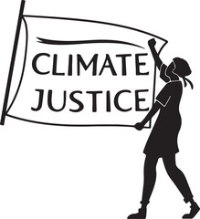 Protester holding a banner for climate justice