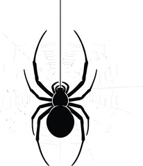 Hanging Spider Silhouette Vector