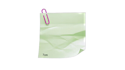 Green Note Paper with Paperclip Attached