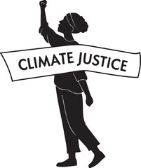 Protester holding a banner for climate justice