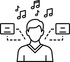 Man Listening To Music Line Art Icon