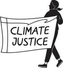 Protester holding a banner for climate justice