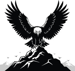 Majestic eagle on mountain illustration