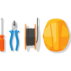 Essential Tools for Electrical Work and Safety Gear.
