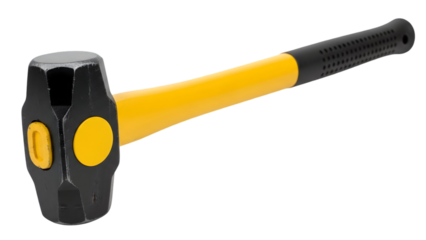 Yellow and black hammer isolated on transparent background
