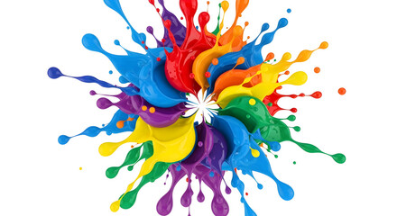 Obraz premium Vibrant splash of rainbow colors exploding from a central point, creating a dynamic and energetic abstract design, perfect for projects needing creativity and visual impact