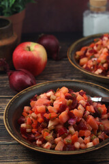 A bowl with traditional Rosolli salad, Finnish cuisine
