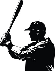 Baseball Player Silhouette Batting Vector