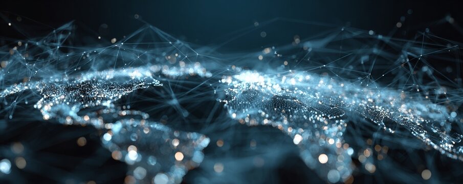 A Stunning Visualization of a Global Network of Connections Illuminating the Earth with Vibrant 3D Light Patterns - Powered by Adobe