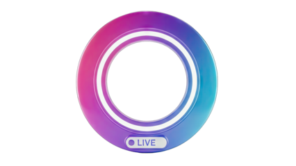 Live Stream Ring Light with Gradient Colors on White Background