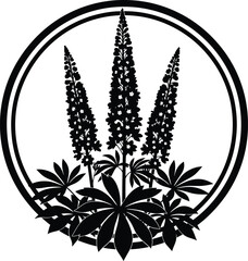 Lupine Flowers Decorative Botanical Circle Vector